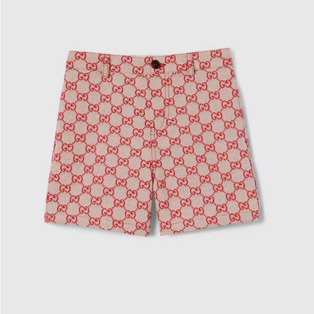 Gucci Red GG Monogram Pink Men’s Flat Front Shorts